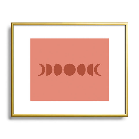 Colour Poems Minimal Moon Phases Red Metal Framed Art Print