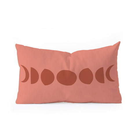 Colour Poems Minimal Moon Phases Red Oblong Throw Pillow