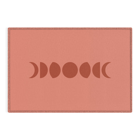 Colour Poems Minimal Moon Phases Red Outdoor Rug