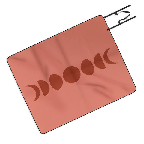 Colour Poems Minimal Moon Phases Red Picnic Blanket