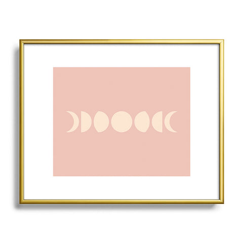 Colour Poems Minimal Moon Phases Rose Metal Framed Art Print