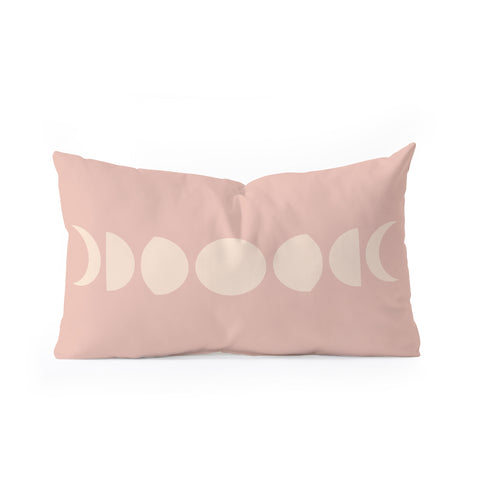 Colour Poems Minimal Moon Phases Rose Oblong Throw Pillow