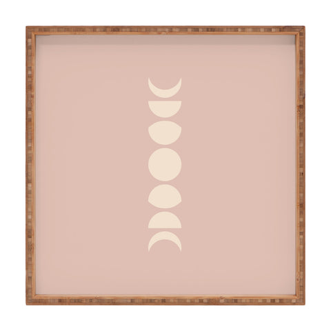 Colour Poems Minimal Moon Phases Rose Square Tray