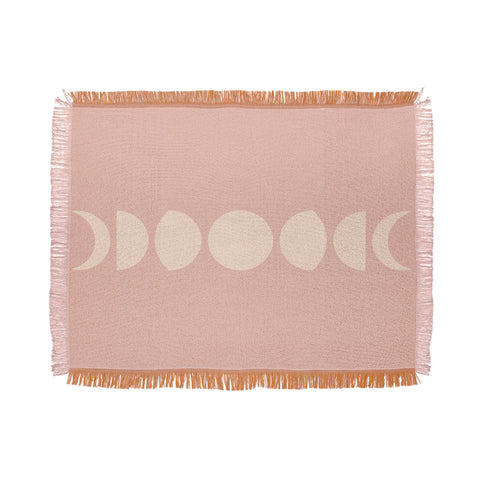 Colour Poems Minimal Moon Phases Rose Throw Blanket