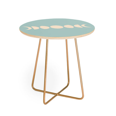 Colour Poems Minimal Moon Phases Sage Round Side Table
