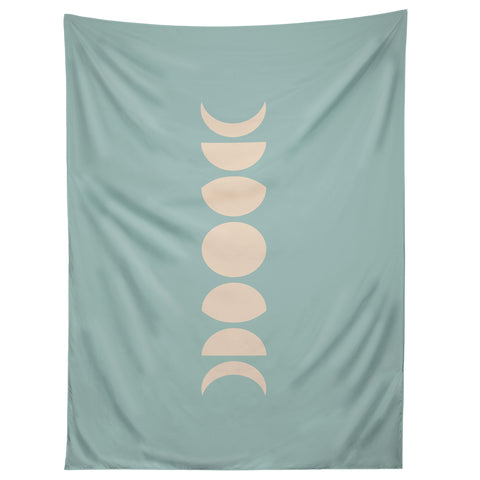 Colour Poems Minimal Moon Phases Sage Tapestry