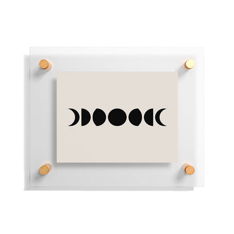 Colour Poems Minimal Moon Phases White Floating Acrylic Print