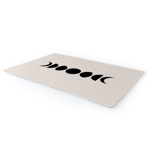 Colour Poems Minimal Moon Phases White Area Rug
