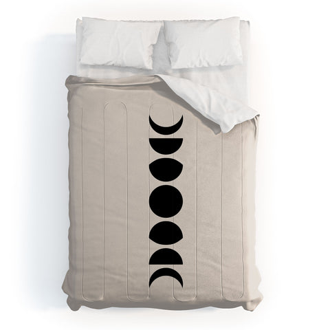 Colour Poems Minimal Moon Phases White Comforter