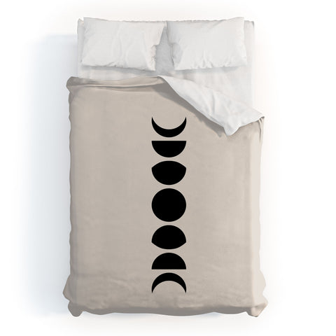 Colour Poems Minimal Moon Phases White Duvet Cover