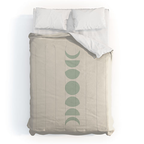 Colour Poems Minimal Moon Phases White Sage Comforter
