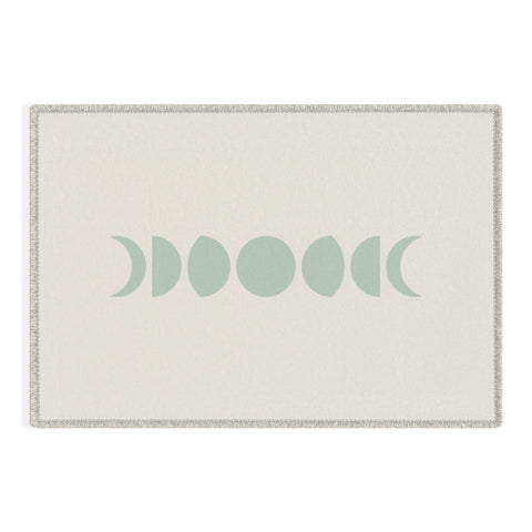 Colour Poems Minimal Moon Phases White Sage Outdoor Rug