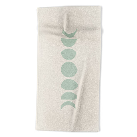 Colour Poems Minimal Moon Phases White Sage Beach Towel