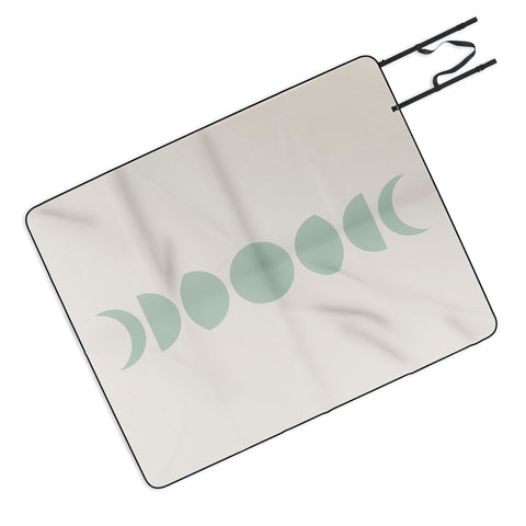 Colour Poems Minimal Moon Phases White Sage Picnic Blanket