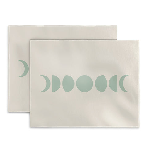 Colour Poems Minimal Moon Phases White Sage Placemat