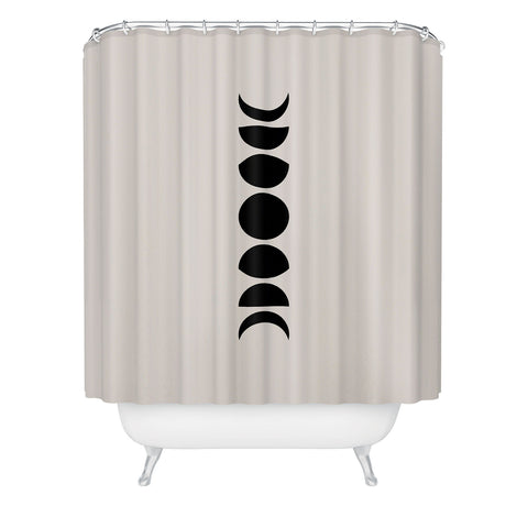 Colour Poems Minimal Moon Phases White Shower Curtain