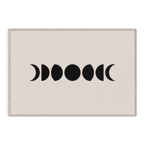 Colour Poems Minimal Moon Phases White Outdoor Rug