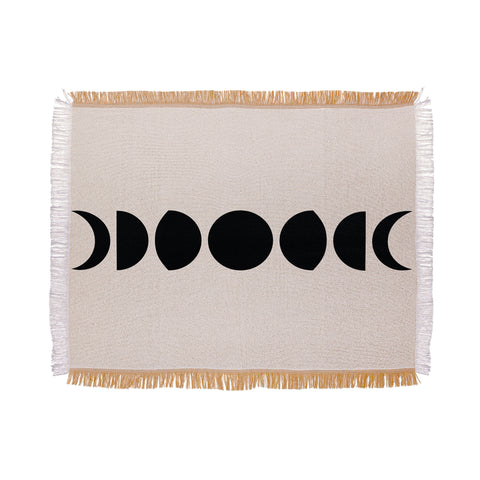 Colour Poems Minimal Moon Phases White Throw Blanket