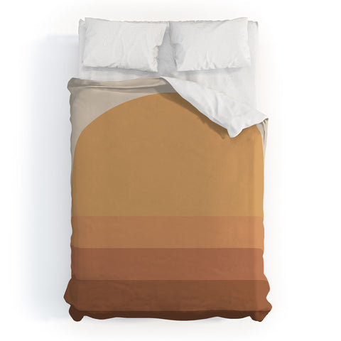 Colour Poems Minimal Retro Sunset Orange Duvet Cover