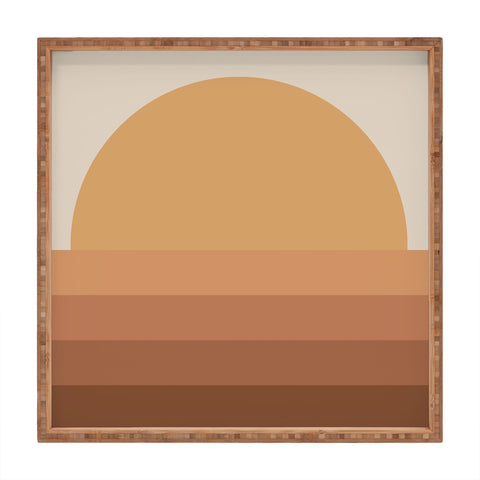 Colour Poems Minimal Retro Sunset Orange Square Tray