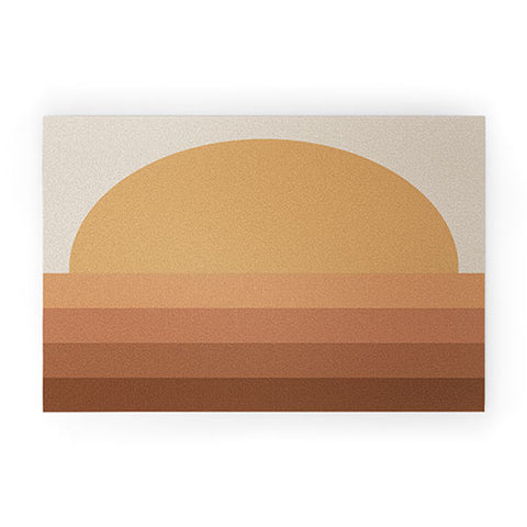 Colour Poems Minimal Retro Sunset Orange Welcome Mat