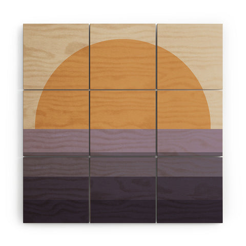 Colour Poems Minimal Retro Sunset Purple Wood Wall Mural