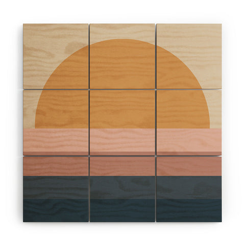 Colour Poems Minimal Retro Sunset Wood Wall Mural