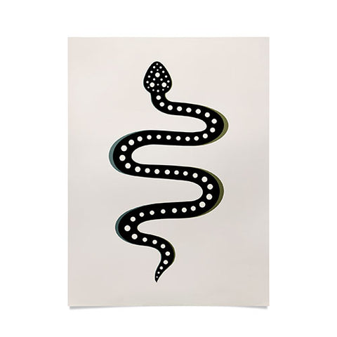 Colour Poems Minimal Snake Black Poster