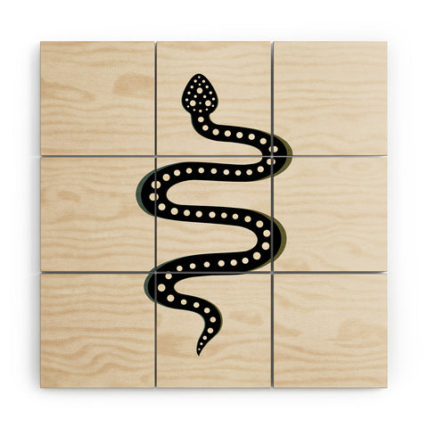 Colour Poems Minimal Snake Black Wood Wall Mural