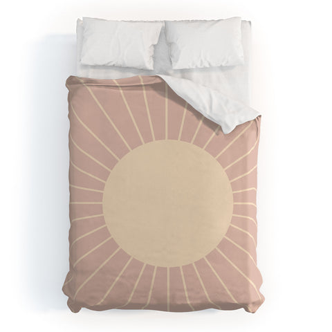 Colour Poems Minimal Sunrays Pink Duvet Cover