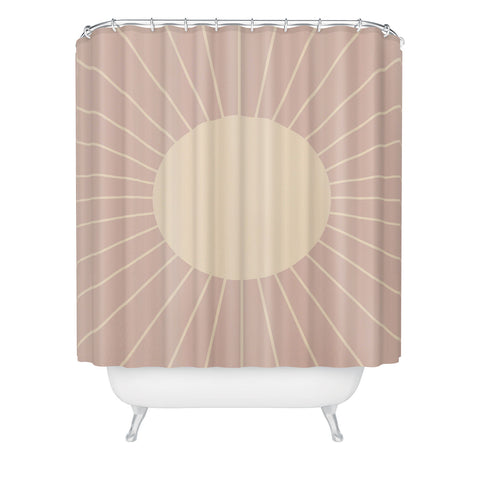 Colour Poems Minimal Sunrays Pink Shower Curtain