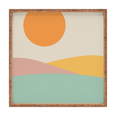 Colour Poems Minimal Sunrise Landscape II Square Tray