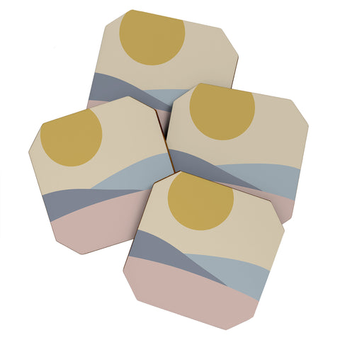 Colour Poems Minimal Sunrise Landscape III Coaster Set