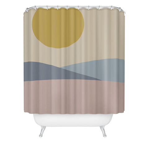 Colour Poems Minimal Sunrise Landscape III Shower Curtain