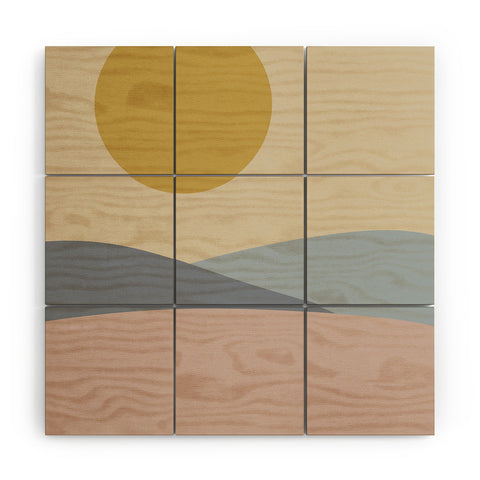 Colour Poems Minimal Sunrise Landscape III Wood Wall Mural