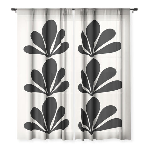 Colour Poems Minimal Tropical Plant Black Sheer Non Repeat