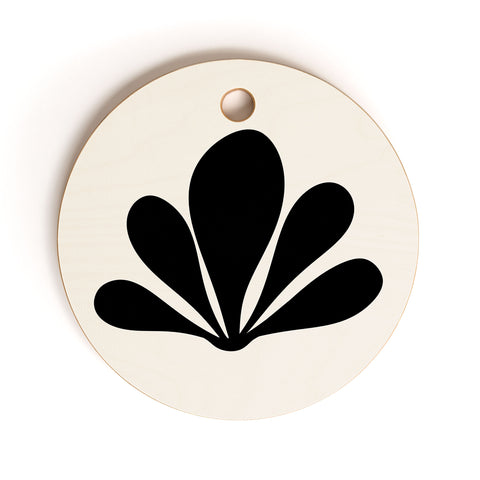 Colour Poems Minimal Tropical Plant Black Cutting Board Round