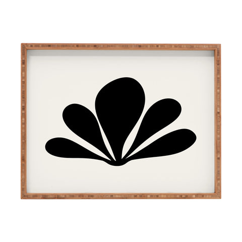 Colour Poems Minimal Tropical Plant Black Rectangular Tray