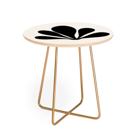 Colour Poems Minimal Tropical Plant Black Round Side Table