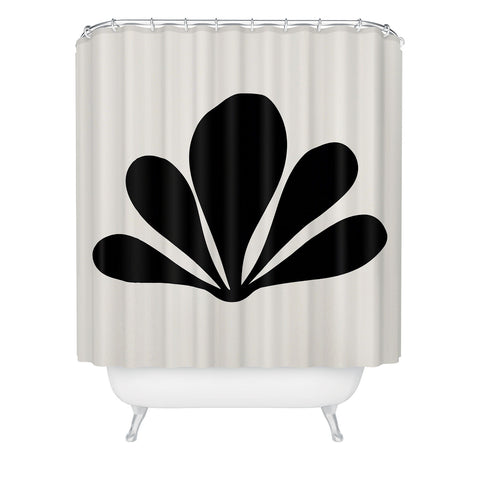 Colour Poems Minimal Tropical Plant Black Shower Curtain