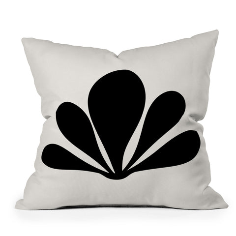 Colour Poems Minimal Tropical Plant Black Throw Pillow