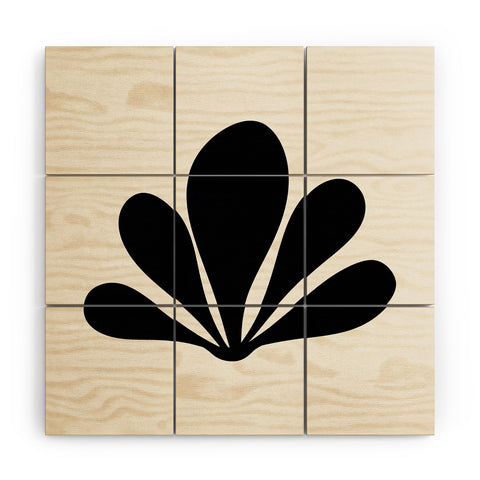 Colour Poems Minimal Tropical Plant Black Wood Wall Mural