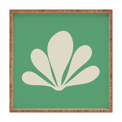 Colour Poems Minimal Tropical Plant Green Square Tray