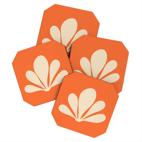 Colour Poems Minimal Tropical Plant Orange Coaster Set