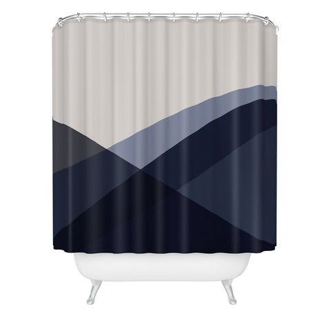 Colour Poems Minimal Waves Blue Shower Curtain