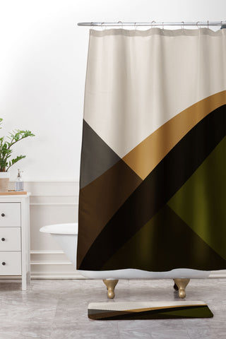 Colour Poems Minimal Waves Natural Shower Curtain And Mat