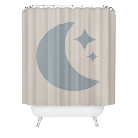 Colour Poems Moon and Stars Blue Shower Curtain