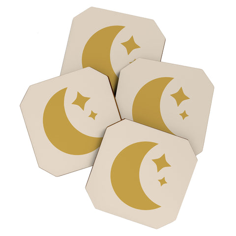 Colour Poems Moon and Stars Yellow Coaster Set