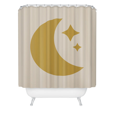 Colour Poems Moon and Stars Yellow Shower Curtain