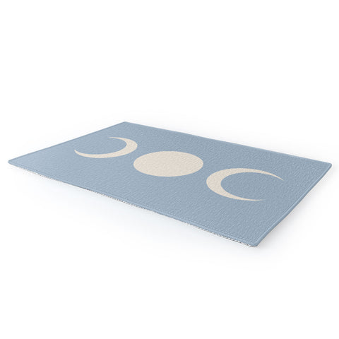 Colour Poems Moon Minimalism Blue Area Rug